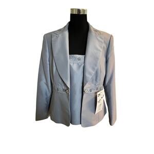 NWT Chancelle Women's Gray Beaded 2pc Blazer and Top Set Size 12